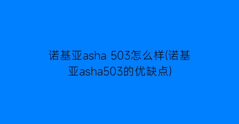 “诺基亚asha503怎么样(诺基亚asha503的优缺点)